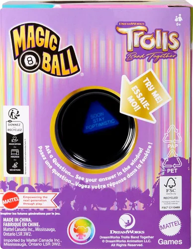 Vista 6 de Mattel Games Magic 8 Ball DreamWorks Trolls Band Together - Juego novedoso para adivinar, juguete brillante para familias y noches de juego