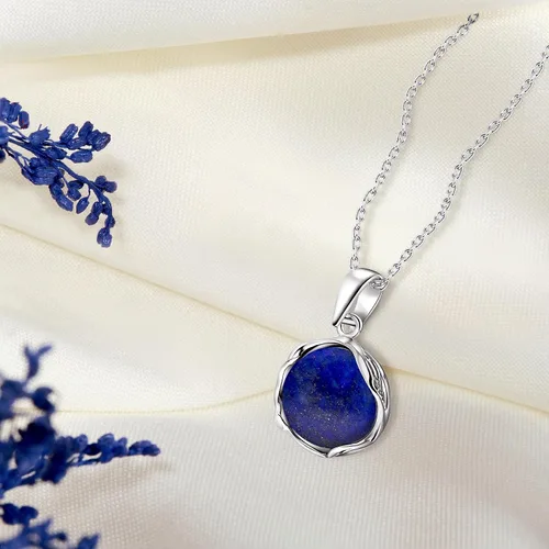 Vista 28 de 925 Sterling Silver Gemstone Necklace Women - Gemstone Pendant Necklace Silver- Birthstone Necklace - Silver Jewelry for Women- Minimalist Jewelry