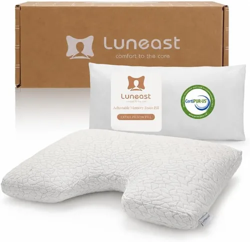 Vista 12 de Almohadas de espuma viscoelástica para dormir, almohada de cama ajustable y transpirable para dormir de lado, espalda y estómago, funda de almohada