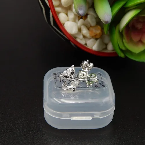 Vista 3 de Pendientes de plata de ley 925 con circonita cúbica, con forma de zorro y corazón