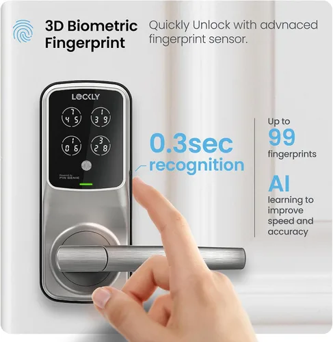 Vista 4 de Lockly Secure Pro Wi-Fi - Cerradura inteligente para puerta con entrada sin llave y teclado digital PIN Genie®, cerradura de puerta delantera