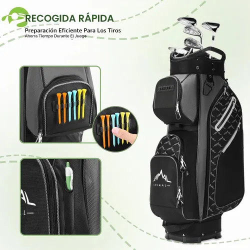 Vista 4 de UNIHIMAL Bolsa de carrito de golf de 14 vías con parte superior divisora de longitud completa y múltiples bolsillos, bolsa de golf para hombres
