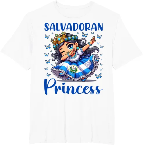 Vista 10 de Camiseta de princesa salvadoreña dabbing para niñas y niños