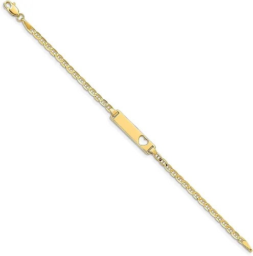 Vista 2 de 10k Yellow Gold Flat Nautical Anchor Ship Wheel Mariners Link Id Bracelet 55 Inch Fine Jewelry For Women Gifts For Her