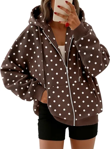 Vista 27 de Trendy Queen - Sudaderas con capucha y cremallera para mujer, sudaderas de gran tamaño, trajes de moda de otoño, chaquetas informales, ropa