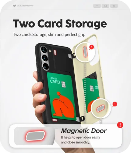 Vista 174 de GOOSPERY Parachoques magnético para puerta compatible con Galaxy S9 Plus, tarjetero tipo billetera con cierre automático por iman, funda protectora