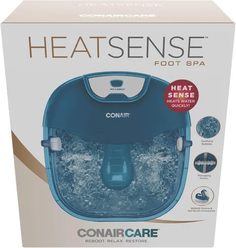 Vista 8 de Conair Bañera de spa para pies de pedicura con calor que alcanza los 104 grados, rodillos de masaje para pies, burbujas relajantes, piedra pómez