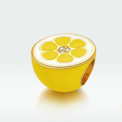 Vista 2 de Abalorio Durian de plata de ley 925 con diseño de fresa y fruta, para pulsera Pandora