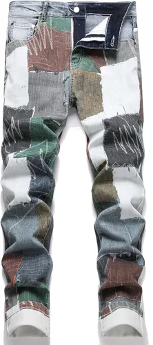 Vista 184 de Enrica Pantalones vaqueros estampados casuales para hombre
