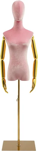Vista 9 de Maniquí femenino, torso de vestido femenino con base y altura ajustable, torso de maniquí para ropa, vestido, exhibición de joyas (verde, alto)