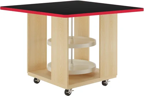 Vista 14 de Diversified Spaces Intermix - Estación de trabajo escolar de colaboración móvil, 48 x 48 x 30 pulgadas abierta con 2 tocadiscos Lazy Susan, parte
