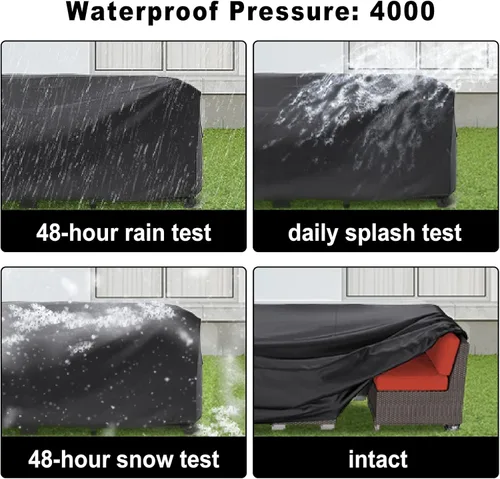 Vista 7 de Funda Impermeable para Muebles de Exterior, Fundas para Muebles de Patio de 137 Pulgadas Tamaño Grande Fundas para Sofá Seccional Rectangulares