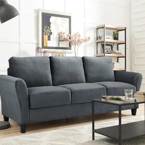 Vista 9 de Studio Living Watford - Sofá de 80.3 pulgadas, estilo tradicional, comodidad de bobina de bolsillo, patas negras, tela de microfibra, gris oscuro
