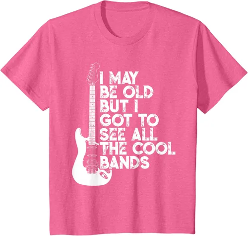 Vista 37 de Camiseta con texto en inglés "I May Be Old But I Got to See All The Cool Bands" Negro