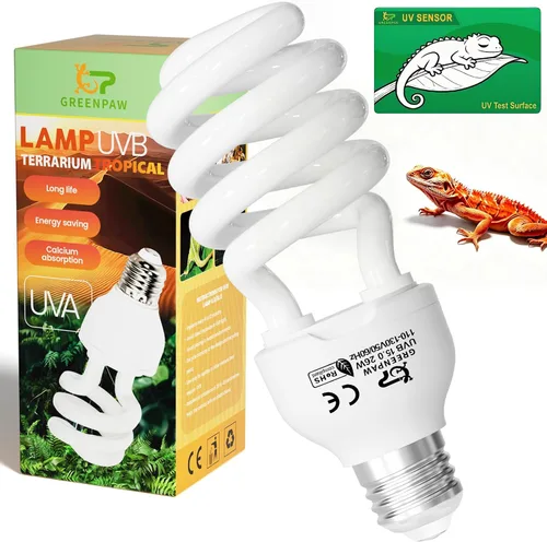 Vista 10 de Bombilla UVB de reptil 5.0 15W, base compacta de luz fluorescente