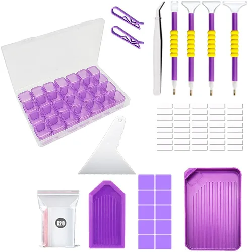 Vista 9 de KTCLCATF Kit de Herramientas y Accesorios para Pintura de Diamantes DIY de Múltiples Tamaños, Bolígrafos de Pintura para Adultos para Hacer Arte