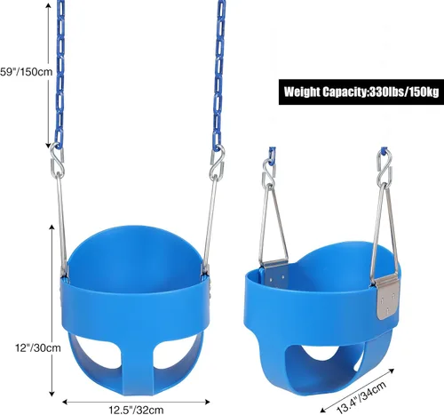 Vista 2 de RedSwing Asiento de Columpio de Cubo con Respaldo Alto para Niños Pequeños con Cadenas Recubiertas, Asiento de Columpio Resistente para Niños