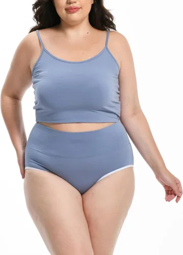 Vista 3 de Comfneat Paquete de 4 calzoncillos de cintura alta para mujer, ropa interior elástica de algodón y elastano