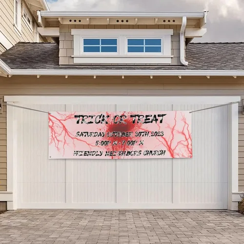 Vista 5 de Cartel personalizado de Feliz Halloween para fiesta, añade tu texto en la pancarta, decoraciones de Halloween personalizadas para interiores