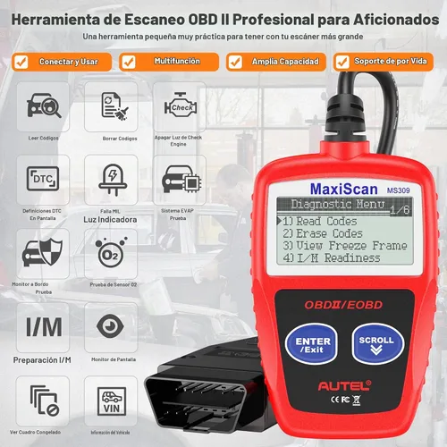 Vista 2 de Autel MaxiScan MS309 Can OBD-II Escáner de código de diagnóstico