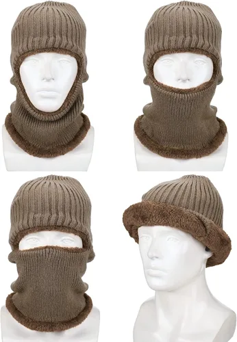 Vista 26 de Pasamontañas de punto calentador resistente al viento sombrero que cubre la cara para hombres mujeres forro polar deportes al aire libre