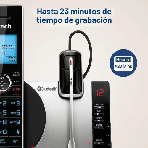 Vista 6 de VTech DS6771-3 DECT 6.0, teléfono inalámbrico desplegable con conexión a Cell, Siri y Google Now Access, plateado/negro, 2 teléfonos inalámbricos