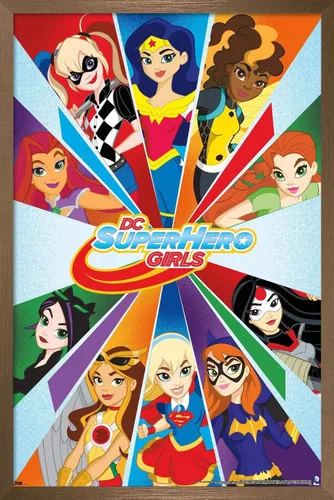 Vista 14 de Trends International DC Comics DC Superhero Girls - Póster de collage de pared, 22.4 pulgadas de largo x 14.7 pulgadas, versión enmarcada de madera