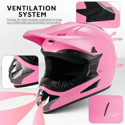 Vista 5 de Youth Kids Motocross Helmet, DOT Certified,ATV Dirt Bike Motorcycle, BMX 4-Wheeler Off-Road Mountain Bike,W/Gloves Goggles Mask