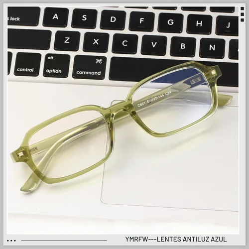 Vista 5 de Rectangle Blue Light Blocking Glasses for Women Retro Slim Square Glasses Computer TV Eyeglasses Anti Eyestrain Verde oliva