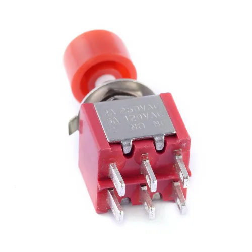 Vista 5 de CYT1105 - 6 pines AC 2A 250V/5A 120V 0.236 in 6 pines interruptor de botón momentáneo DPDT NO NC (paquete de 6)