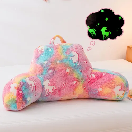 Vista 10 de Meeting Story Almohadas de Lectura Luminosas de Dinosaurio Verde que Brillan en la Oscuridad y Centellean con Brazos, Almohada de Respaldo