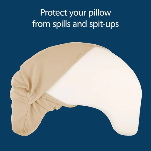 Vista 3 de Dr. Brown's Funda de almohada con soporte para regazo de lactancia y alimentación con biberón, tela cepillada suave, beige suave