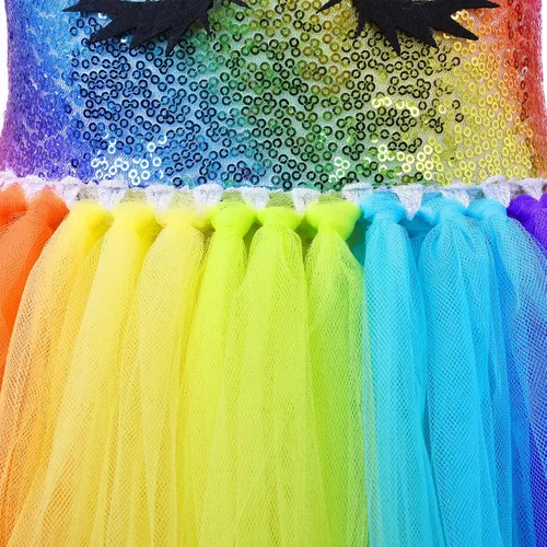 Vista 6 de PinkBeautiM Vestido tutú de unicornio para niñas disfraz de unicornio de lentejuelas para niña con diadema vestidos de fiesta de cumpleaños de 3 a