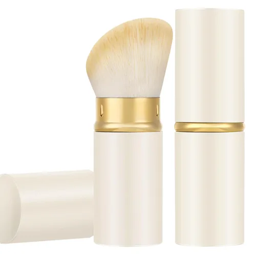 Vista 11 de Falliny Brocha de maquillaje retráctil Kabuki, base de polvo superior en ángulo, pinceles de maquillaje profesional con mango de aluminio