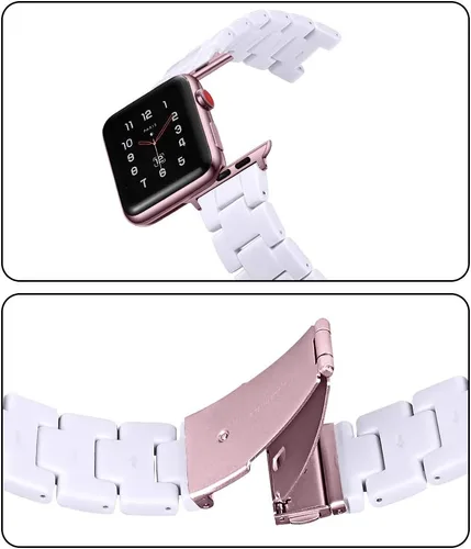 Vista 3 de JOYOZY Correa de resina de moda compatible con Apple Watch 9/8/7/6/5/4/3/2/1, correa iWatch con hebilla de acero inoxidable para Apple Watch