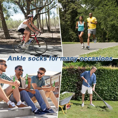 Vista 6 de 12 pares de calcetines tobilleros de corte bajo para mujeres y hombres, calcetines cortos atléticos de algodón, delgados, ligeros, clásicos