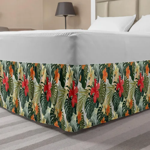Vista 40 de Lunarable Falda de cama elástica de trébol, tréboles de cultura irlandesa con temática del día de San Patricio, 4 hojas, falda de cama de tela