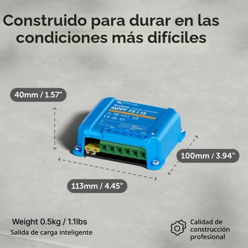 Vista 3 de Victron Energy BlueSolar MPPT Controlador de carga solar - Controladores de carga para paneles solares - 75V, 15 amperios, 12/24 voltios