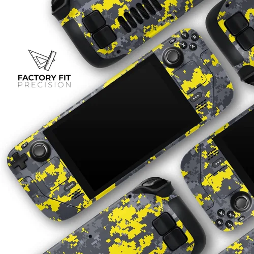 Vista 5 de Design Skinz - Compatible con Steam Deck - Calcomanía protectora de vinilo extraíble resistente a los arañazos - Camuflaje digital amarillo