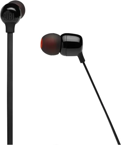 Vista 4 de JBL Tune 125 - Auriculares intrauditivos inalámbricos Bluetooth con micrófono de 3 botones/control remoto y cable plano, color negro, pequeño