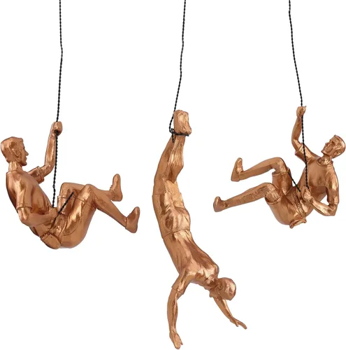 Vista 16 de Gran conjunto de 3 esculturas de pared de hombres escalando Arte decorativo de pared nórdica de simplicidad moderna, esculturas de hombre escalador