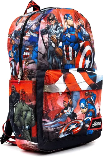 Vista 2 de Wondapop Disney Marvel Avengers Captain America - Mochila de nailon de tamaño completo de 17 pulgadas