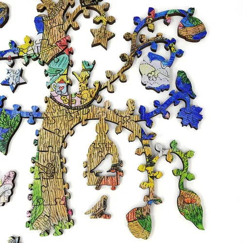 Vista 4 de Paquete de madera para adultos – Piezas de forma única – Fabricado en los Estados Unidos por FoxSmartBox – 400 piezas – Árbol de los Ángeles