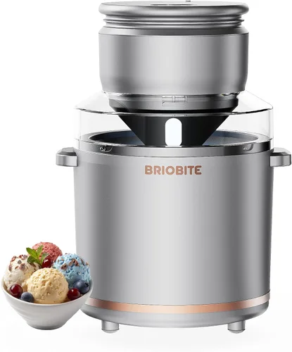 Vista 8 de BRIOBITE Máquina de Helados de 1.1 Cuartos - Máquina Eléctrica de Helados para Gelato, Batidos y Sorbete, Perfecta para 2-3 Porciones, Fácil de Usar
