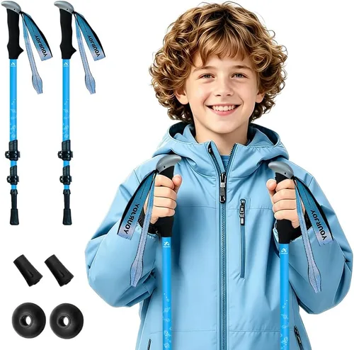 Vista 7 de 2 Pack Kids Hiking Poles, Walking Stick for Trekking or Walking A-Kids-verde claro