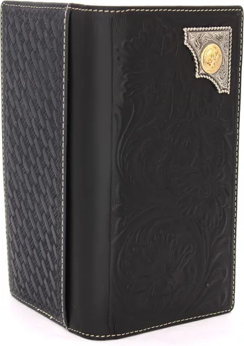 Vista 2 de West Star - Billetera para hombre, estilo de chequera, larga, plegable, con o sin pelo de vaca, 207C Bullrider Negro