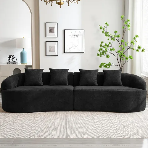 Vista 13 de Sofá modular de 4 plazas sin hueso de 110 pulgadas, sofá de nube curvado de chenilla de gran tamaño, sofás modernos de 4 plazas para sala de estar