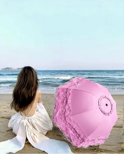 Vista 22 de WENDIN Sombrilla de encaje plegable vintage Paraguas gótico lluvia Anti-UV protección de encaje parasol cúpula Foto Props niñas sombrilla paraguas