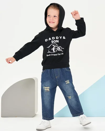 Vista 3 de Renotemy Ropa de bebé para niños pequeños, trajes de mezclilla, sudadera con capucha para niños pequeños