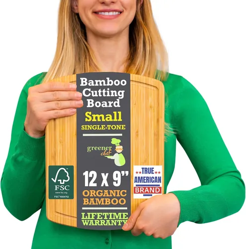 Vista 12 de GREENER CHEF Tabla de Cortar de Bambú de 15 Pulgadas con Reemplazos de por Vida - Tabla de Cortar de Madera Mediana para Cocina, Bloque
